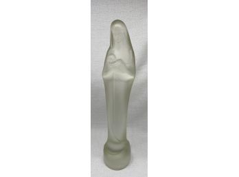 14.5 Inch Statue. Art Deco. Frosted Glass Virgin And Child By Stephanus Albertus Uiterwaal