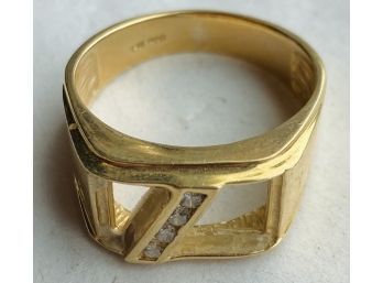 14K Gold Ring, Mens Ring, Some Stones Appear To Be Missing