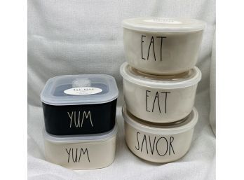 (5) To Go Containers With Lid. Rae Dunn, Brand New
