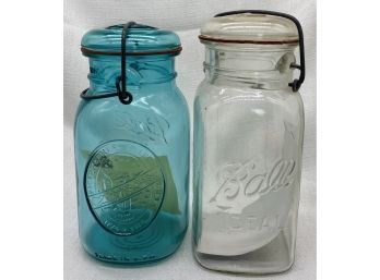 (2) Collectible Ball Mason Jars: Bicentennial Celebration And John W. Fisher Jar