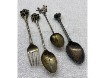 (4) Collectible Spoons And Fork, Fork Marked 925