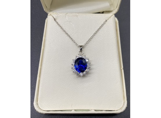 Stunning Necklace With Blue And Silver Studded Pendant From Marshall Mint, Inc.