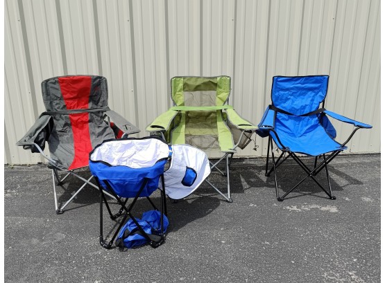 Camping Set Of Three Chairs And Collapsible Cooler