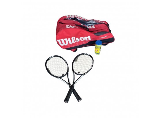 Wilson Thermo Guard, Triple Compartment, Tennis Back Pack And Two 6.0 Wilson Tennis Rackets!