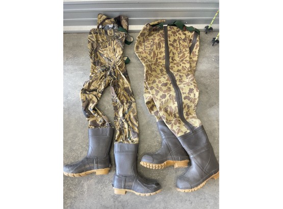 Cabelas Dry-plus And Brush Buster Fisherman/hunting Waders. Comes In A Large Cabelas Netted Bag