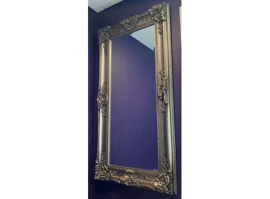 Silver Frame Mirror With Inlaid Trim