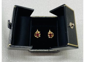 14K Gold Earrings With Beautiful Pink Stones