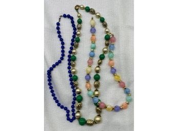 (3) Necklaces With Retro Multicolor Beads