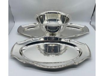 Vintage Appetizer Trays And Punch Bowl