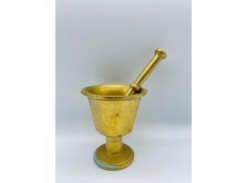 Brass Goblet And  Ash Tray Mortar'Mortar- 5.5 X 1  Goblet- 3.5 X 4'