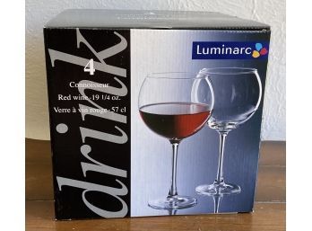 (4) Red Wine Glasses, New In Box
