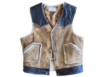 Rancher By Schott NYC Leather, Suede, And Fur Vest In Great Condition. Size 48