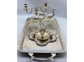 Tray Of Beautiful Silver Style Table Decor