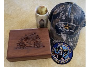 Hat, Colorado Parks Patch, Wooden Cigar Box And More