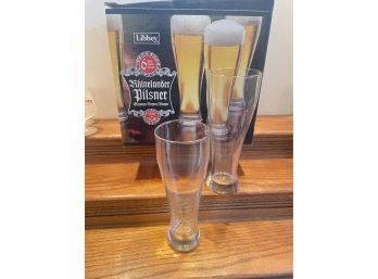 Libbey 6pc Rhinelander Pilsner Set Of Beer Glasses.