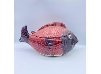 Vintage Ceramic Fish Tureen With Ladle