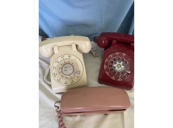 Vintage Bell Telephones In Hard-to-find Colors - One Is  Push Button Phone.
