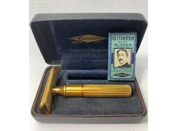 Vintage Gillette Fat Handle Gold Tech DE 3-Piece Safety Razor, Made In USA, No Date Code, Circa 1946 - 1950