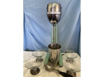Vintage 1950s Original Hamilton Beach Green Malt Milkshake Maker & Cup