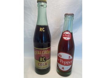 Vintage Collectible Soda Bottles - RC Royal Crown Cola And DR. Pepper