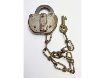 Vintage Chicago & North Western Railroad Switch Lock With Key