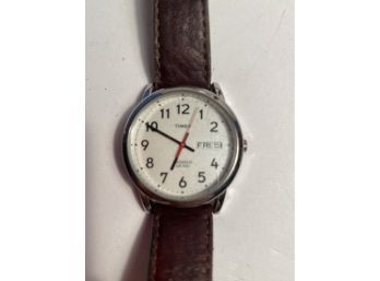 Timex Indiglo WR 30 M Wristwatch With Brown Leather Strap