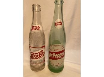 Rare Pepsi Cola Double Dot And Dr. Pepper Bottles