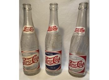 Rare Pepsi Cola 12 Oz Double Dot Bottles Including 1 Fountain Syrup Bottle