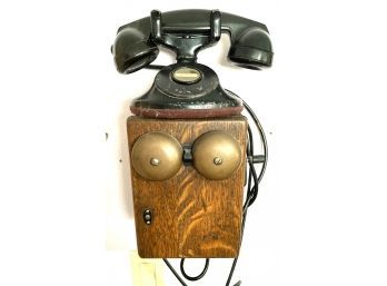 Antique Wooden Wall Crank Phone. The Real Deal!