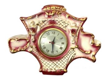 Beautiful Porcelain Pink And Gold Tones Wall Clock - Electric