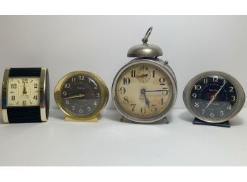 4 Vintage Westclox Alarm Clocks