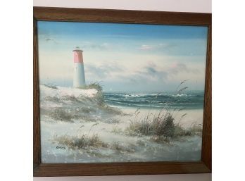 Original Signed Lighthouse Dunescape - Artist Adams