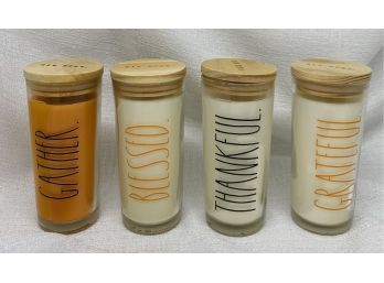 Set Of (4) Rae Dunn Candles, Various Scents