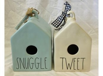 (2) Lovely Rae Dunn Brand Bird Houses, One With Original Tag