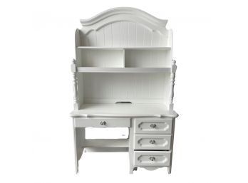 Classic 2 Piece White French Country Style Secretary Desk With Storage And Detachable Parts