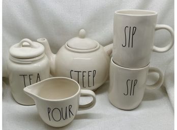 Rae Dunn Teapot And Tea Accessories! 5 Pieces Total