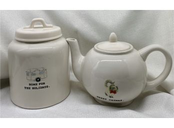 Rae Dunn Cookie Jar And Merry Catmas Teapot