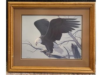 Print Of Eagle, Signed By Artist Keith Freeman, 21 X 17 Inches