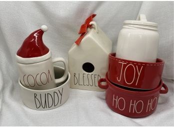 Rae Dunn Kitchenware And Home Decor, Including Pet Bowls And Bird House