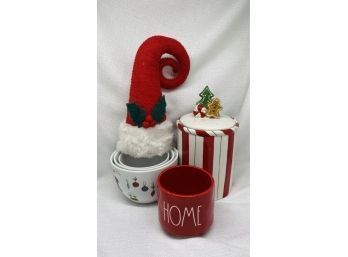 Cookie Jar, Crate And Barrel Bowls And More! Darling Christmas Collectibles