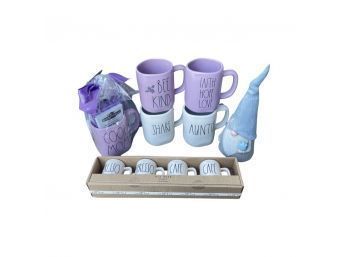 Beautiful Purple Mugs With Adorable Captions, White Mugs, And A Set Of Espresso Mugs -unopened! All Rae Dunn!