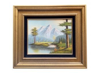 Framed Canvas Landscape Painting By T. Ricker (15.5x13.25x2.25)