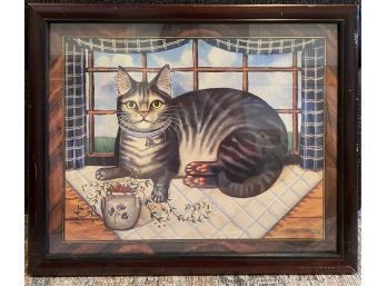 Donna Lacey Derstine Print Of Cat, Framed 22 X 18 Inches