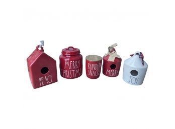 Rae Dunn Christmas Ceramic Decor! Merry Christmas And Reindeer Snack Jars And Bird Houses!