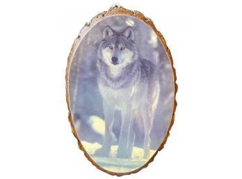 Wood Slab Wolf Photograph (10.75x7)