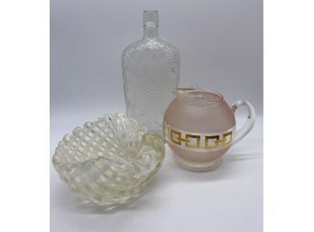 Glass Collection, Including Antique Bottle, Pitcher And More