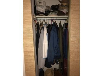 Collection Of Mens Jackets, Coats, And Hats Sizes Medium And Large (Entire Main Floor Closet)