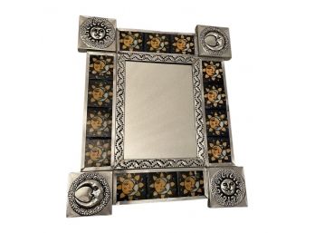 Adorable Sun/moon Wall Mirror. Made From Metal And Tile