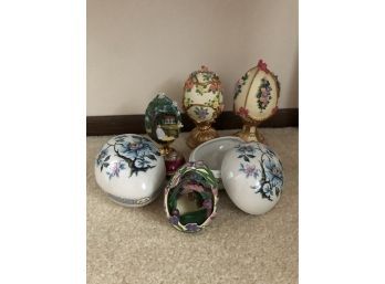 Decorative Ceramic Egg Collection With Two Musical Eggs