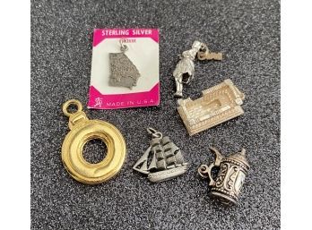 Various Charms, Including Sterling Georgia Charm, Plus Pin Made In Mexico Marked 925